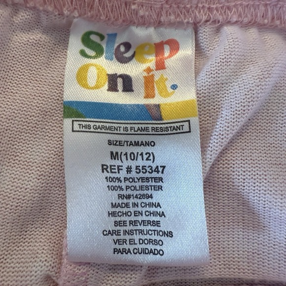 Girls M 8/10 Pajama Set Pink White Stars Pjs Pants Long Sleeve - Picture 5 of 8